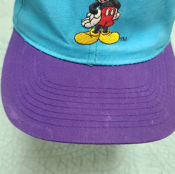 Disney Mickey Mouse Unlimited, Teal and Purple Snapback Baseball Hat Cap 90's - Picture 10 of 11